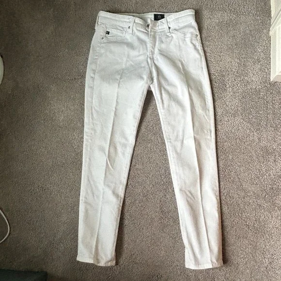 ag cigarette crop jeans AG Adriano Goldschmied White Prima Crop Cigarette Crop Jeans
